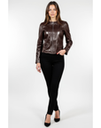 Collarless Real Leather Jacket for Women - Dione