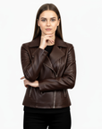 Women's Real Leather Biker Jacket -Athena