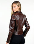 Women's Real Leather Biker Jacket -Athena