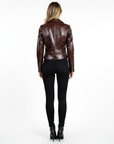 Women's Real Leather Biker Jacket -Athena