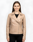 Women's Real Leather Biker Jacket -Athena
