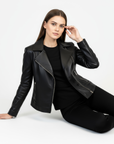 Women's Real Leather Biker Jacket -Athena
