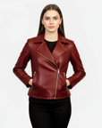 Women's Real Leather Biker Jacket -Athena