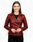 Women's Real Leather Biker Jacket -Athena