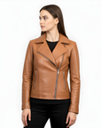 Women's Real Leather Biker Jacket -Athena