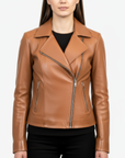 Women's Real Leather Biker Jacket -Athena