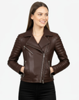 Women's Real Leather Biker Jacket - Nyx