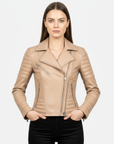 Women's Real Leather Biker Jacket - Nyx