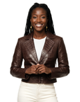 Cropped Blazer Real Leather - Anna