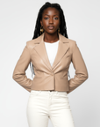 Cropped Blazer Real Leather - Anna