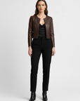 Women's Cropped Real Leather Jacket - Jane
