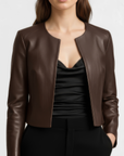 Women's Cropped Real Leather Jacket - Jane