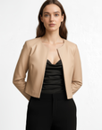 Women's Cropped Real Leather Jacket - Jane