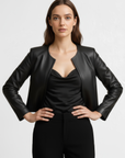 Women's Cropped Real Leather Jacket - Jane