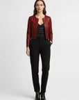 Women's Cropped Real Leather Jacket - Jane
