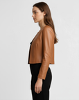 Women's Cropped Real Leather Jacket - Jane