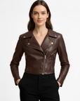 Women's Real Leather moto Jacket - Roselyn