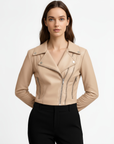 Women's Real Leather moto Jacket - Roselyn
