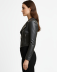 Women's Real Leather moto Jacket - Roselyn