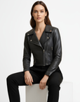 Women's Real Leather moto Jacket - Roselyn