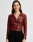 Women's Real Leather moto Jacket - Roselyn
