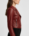Women's Real Leather moto Jacket - Roselyn