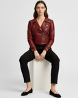 Women's Real Leather moto Jacket - Roselyn