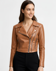 Women's Real Leather moto Jacket - Roselyn