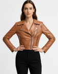 Women's Real Leather moto Jacket - Roselyn