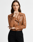 Women's Real Leather moto Jacket - Roselyn