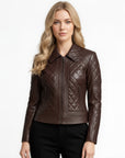 Quilted Real Leather Jacket for Women - Kimberly