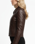 Quilted Real Leather Jacket for Women - Kimberly