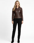 Quilted Real Leather Jacket for Women - Kimberly