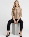 Quilted Real Leather Jacket for Women - Kimberly