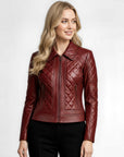 Quilted Real Leather Jacket for Women - Kimberly