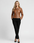 Quilted Real Leather Jacket for Women - Kimberly