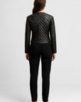 Quilted Real Leather Jacket for Women - Rosa
