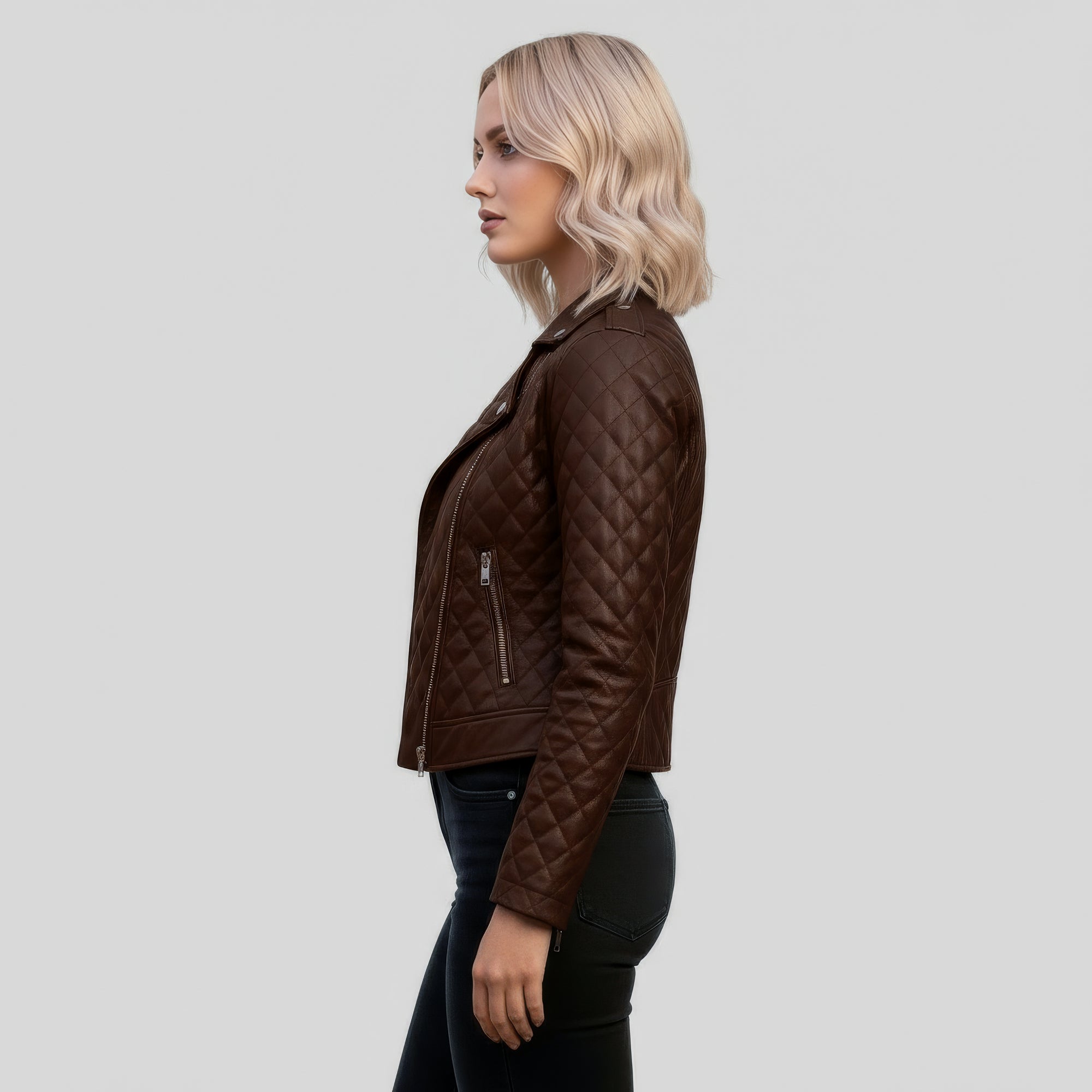 Real Quilted Leather Jacket for Women - Lyra