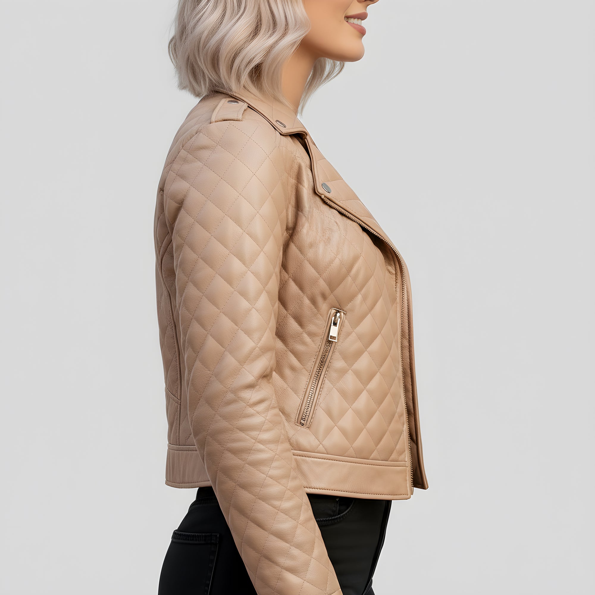 Real Quilted Leather Jacket for Women - Lyra