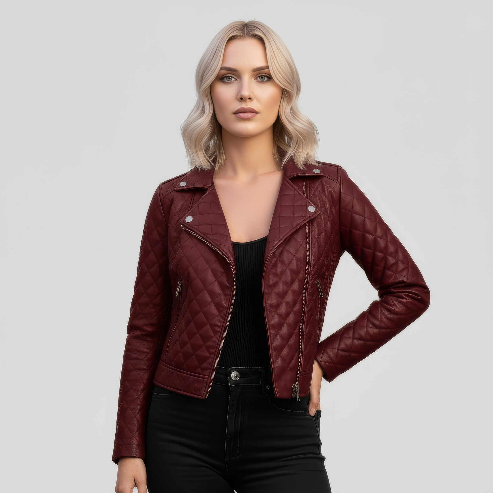 Real Quilted Leather Jacket for Women - Lyra