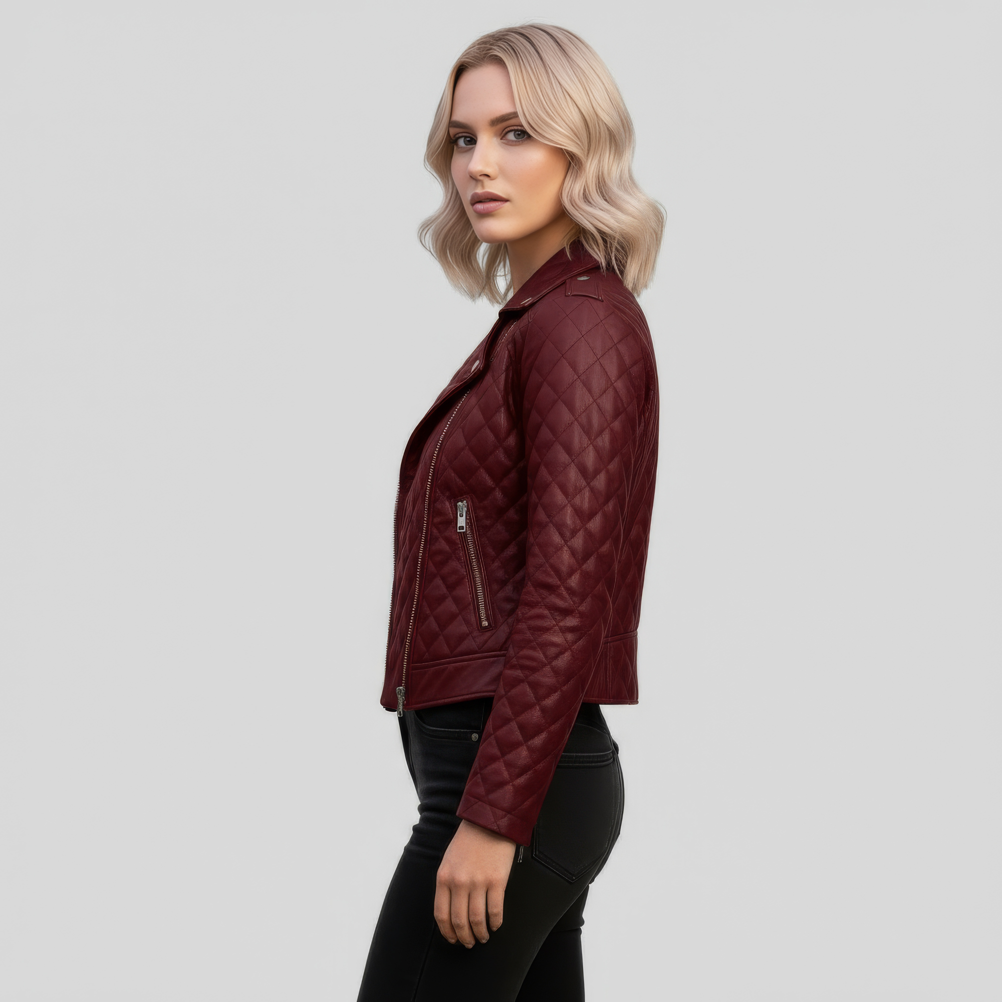 Real Quilted Leather Jacket for Women - Lyra