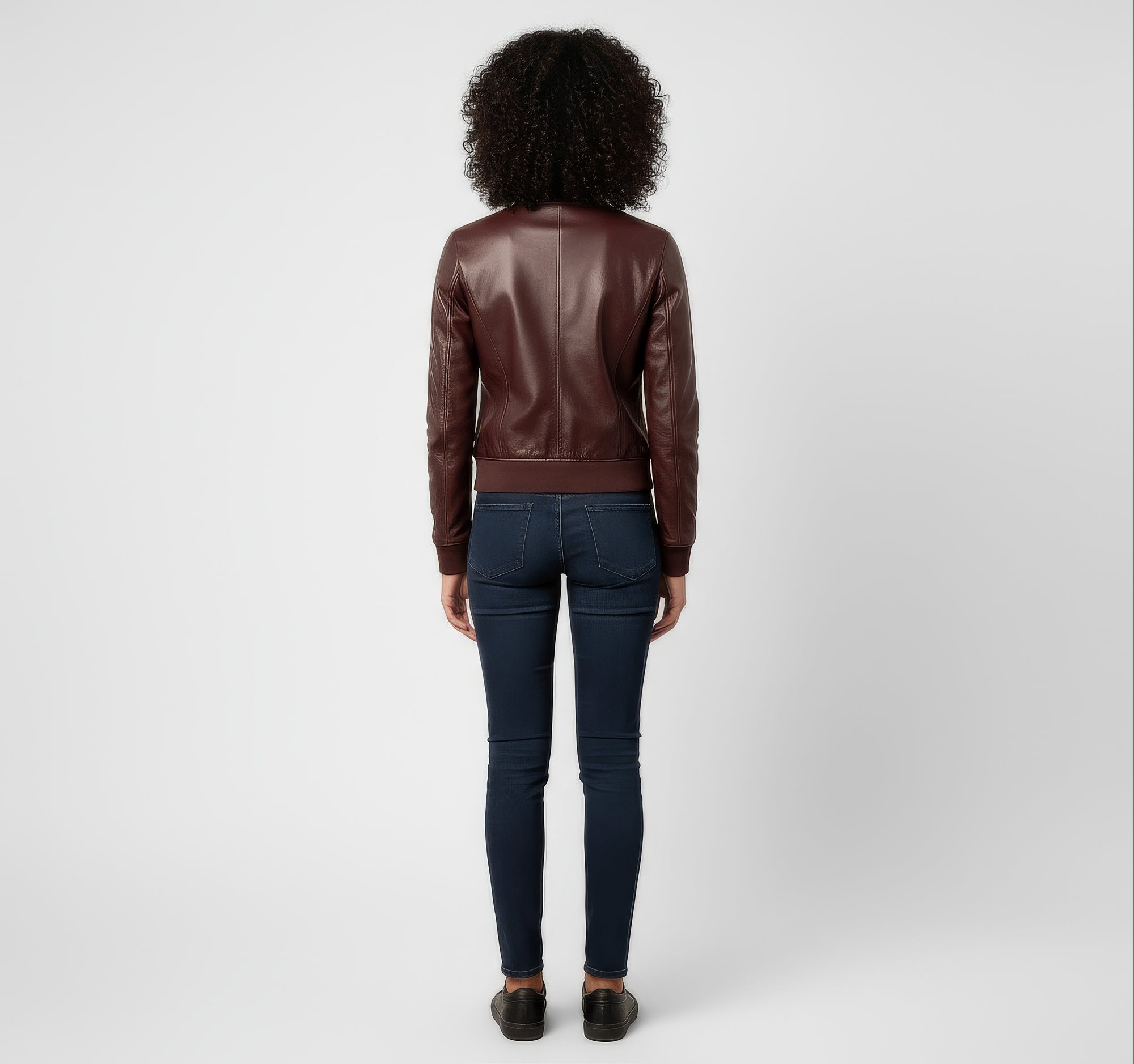 Women's Real Leather Bomber Jacket - Sasha