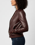 Women's Real Leather Bomber Jacket - Sasha