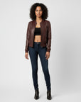 Women's Real Leather Bomber Jacket - Sasha