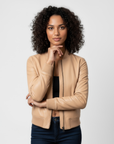 Women's Real Leather Bomber Jacket - Sasha