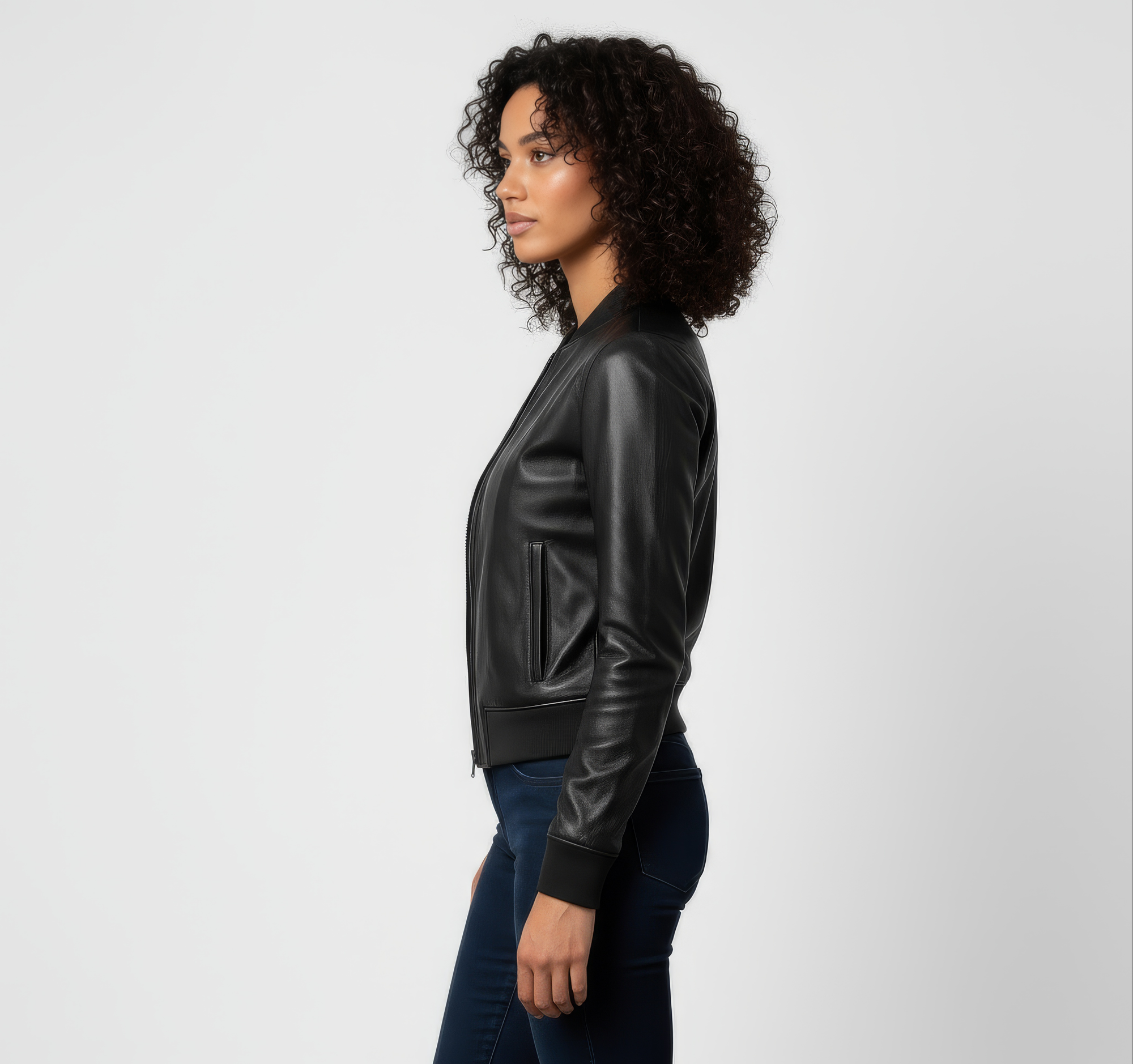 Women's Real Leather Bomber Jacket - Sasha
