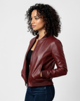 Women's Real Leather Bomber Jacket - Sasha