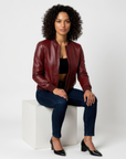 Women's Real Leather Bomber Jacket - Sasha