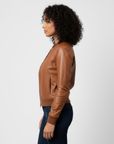 Women's Real Leather Bomber Jacket - Sasha