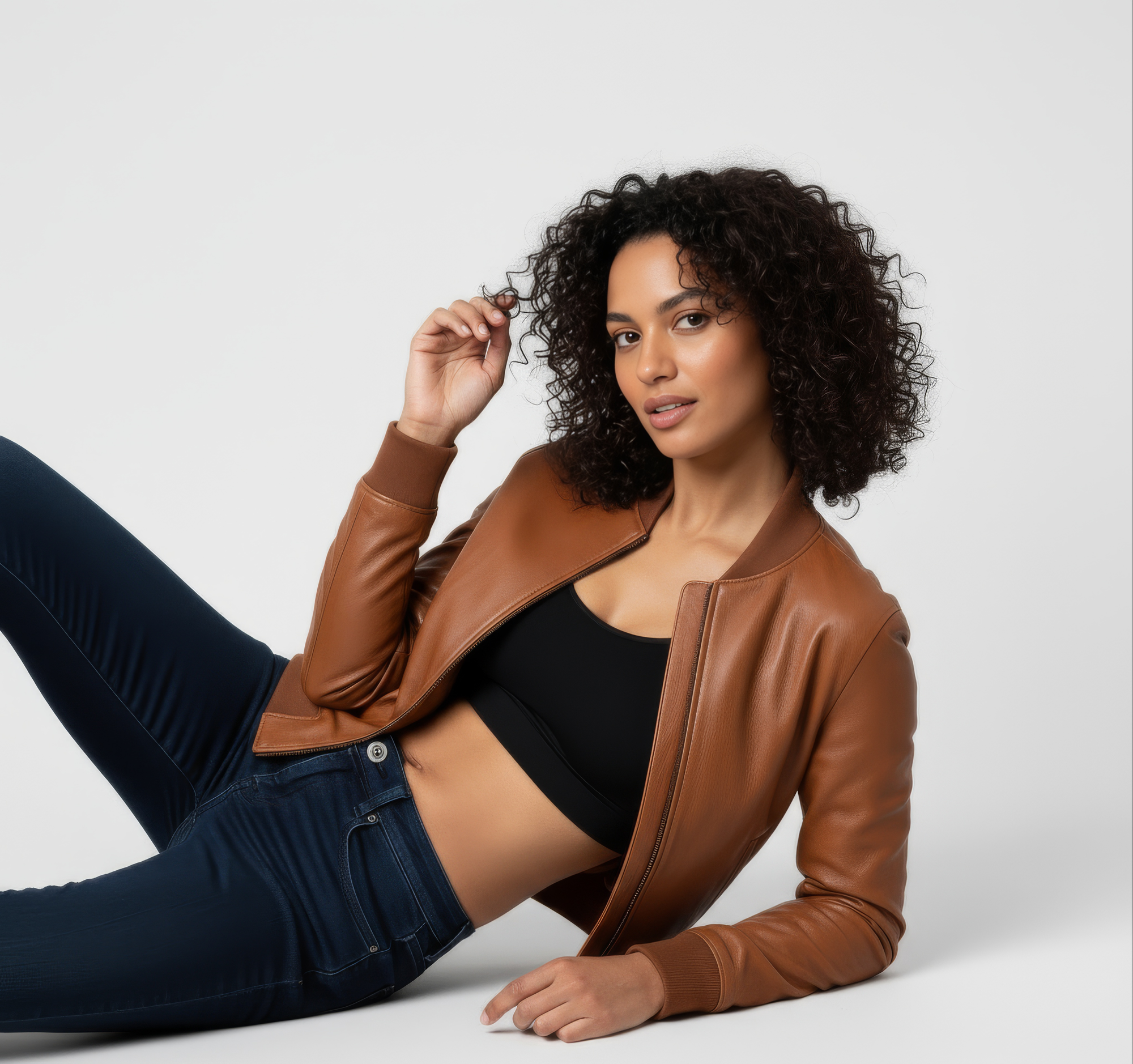 Women's Real Leather Bomber Jacket - Sasha